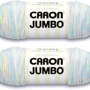 Caron Jumbo Prints Baby Rainbow Yarn – 2 Pack of 340g/12oz – Acrylic – 4 Medium (Worsted) – 595 Yards – Knitting/Crochet