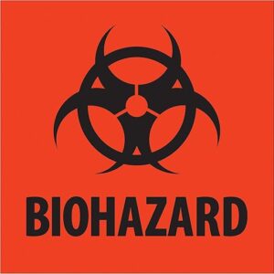 Tape Logic 2 x 2″ – “Biohazard” Fluorescent Red Labels