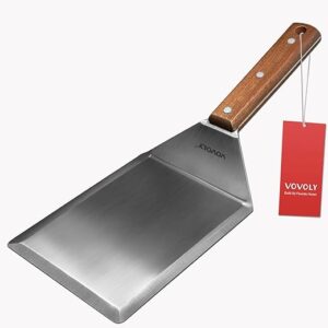 Vovoly Extra Wide Spatula, Large Metal Spatula with Full Tang Wooden Handle & Beveled Edges for Skillets, Griddles & Grills, Pancake Flipper Spatu…