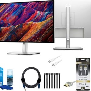 Dell U2723QE UltraSharp 27-Inch 4K USB-C Hub Monitor Bundle with HDMI Cable, USB-C Charging Cable, Screen Cleaner, Adapter Cable, and Hook-a…