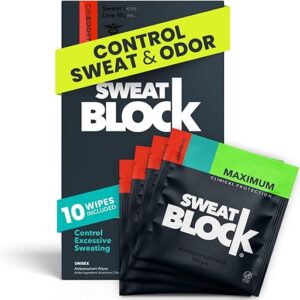 SweatBlock Clinical Antiperspirant for Men & Women | Hyperhidrosis Treatment Wipes for Excessive Sweating | Block Sweat for up to 7 days | …