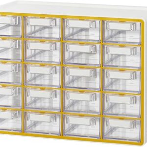 Blue Ginkgo Small 20-Drawer Cabinet – Stackable Clear Organizer for Hardware, Beads, Plastic Bricks, Office, and Craft Storage (Made in Kor…