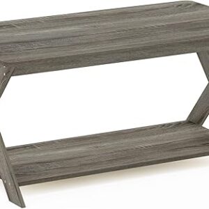 Furinno Modern Simplistic Criss-Crossed Coffee Table, 35.4 in x 19.6 in x 16 in, French Oak Grey