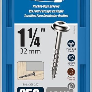 Kreg Zinc Pocket Screws 1 1/4 Inch – 250 Count