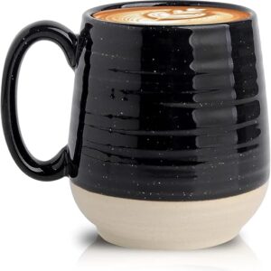 Hasense Large Coffee Mug, 20 oz Ceramic Coffee Cup with Comfortable Handle for Office and Home, Ideal for Coffee Tea Latte, Dishwasher Microwave Safe, 1 PCS(Black)