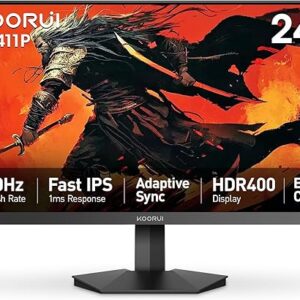 KOORUI Gaming Monitor, 24″ Fast IPS Computer Monitor, 200Hz FHD HDR400 Display, 1ms PC Screen, 90% DCI-P3 Color Gamut, Adaptive Sync, Ultra…