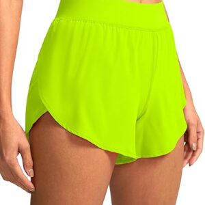 Soothfeel High Waisted Athletic Running Shorts for Women Dolphin Shorts High Split Quick Dry Gym Workout Shorts with Liner