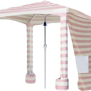 AMMSUN Beach Cabana, 6.2’×6.2′ Beach Canopy, Easy Set up and Take Down, Cabana Tent with Sand Pockets, Instant Sun Shade with Side Wall, Elegant Pink