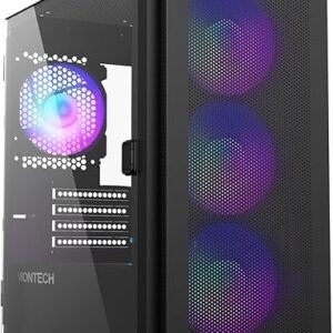 Montech AIR 100 ARGB Micro-ATX Tower with Four ARGB Fans Pre Installed, Ultra-Minimalist Design, Fine Mesh Front Panel, High Airflow, Unique…