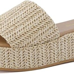 CUSHIONAIRE KUDOS Women’s Platform Sandals – Wedge Sandals for Women, Comfortable Slip-On Shoes, Dressy Summer Sandals with Cushioned Footb…