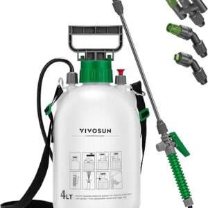 VIVOSUN Pump Sprayer 1 Gallon, Portable Water Spray Bottle in Lawn and Garden Yard, Weed Sprayer for Plants with 3 Nozzles, Adjustable Shou…