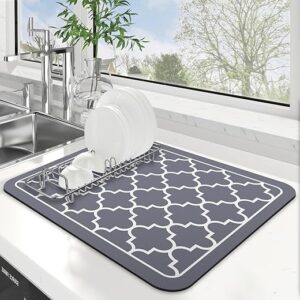 WISELIFE Dish Drying Mat Super Absorbent Drying Mat Large Dish Drying Mats for Kitchen Counter Easy Clean Dish Mat Kitchen Drying Mat15″x 1…