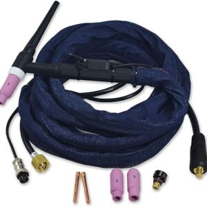 RIVERWELD WP-17 SR-17 TIG Welding Torch Complete 150Amp Air-Cooled Electric Cable Wire 10mm² Connector M16x1.5 2pins Plug DKJ10-25mm 12 Feet 4 Meters