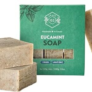 Handmade in Canada, Plant Based Cold Process Natural Bar Soap For Face And Body, With Premium Essential Oils, For Men And Women 3 Pack (Euc…