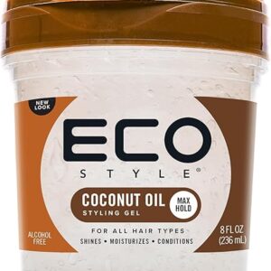 Eco Style Coconut Oil Styling Gel – Adds Luster and Moisturizes Hair – Weightless Styling and Superior Hold – Prevents Breakage and Split E…