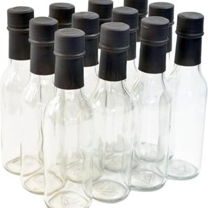 nicebottles Clear Glass Woozy Bottles with Shrink Capsules, 5 Oz, Case of 12
