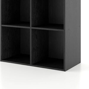 HOMES: INSIDE + OUT Apexa 4 Cube Storage Organizer Shelves, Stackable Wood Bookcase Fits Cubby Bins for Organization, Dorm Teen Room Decor &…