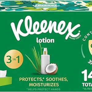 Kleenex Lotion Facial Tissues with Coconut Oil, 8 Flat Boxes, 180 Tissues Per Box, 3-Ply