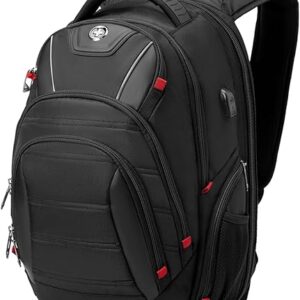 Swissdigital Design Men’s Laptop Backpack for College and Business Travel with Integrated USB Charging Port and RFID Protection Fits Laptop…