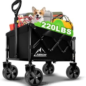 Collapsible Wagon Cart with Wheels Foldable, Folding Wagons Carts with Silent Universal Wheels, Large Grocery Cart On Wheels, Heavy Duty Ut…