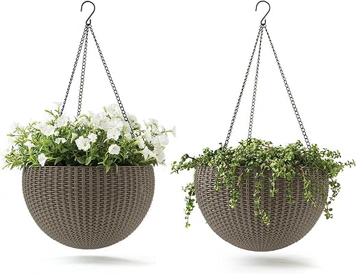 Keter Set of 2 Round Hanging Planters