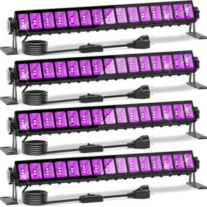 4 Pack LED Black Lights, Blacklight Bars with Plug+Switch+6ft Cord, Light Up 24x24ftx4, IP66 Waterproof Blacklight for Glow Party, Fluoresc…