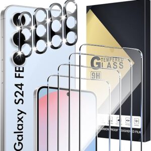 Screen Protector Compatible with Galaxy S24 FE 5G, [4+4 Pack] Camera Lens Protectors, Fingerprint Unlock Support, HD Tempered Glass, Touch …