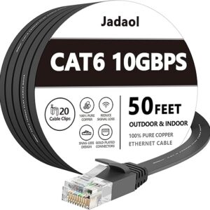 Jadaol Cat 6 Ethernet Cable 50 ft, Outdoor & Indoor 10Gbps Support Cat8 Cat7 Network, Flat RJ45 Internet LAN Computer Patch Cable for Route…
