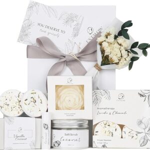Spa Gifts for Women Bath and Body Gift Basket Mothers Day Gifts Coconut Lavender Home Spa Set Self Care Gift for Mom Sister Her Wife Birthda…