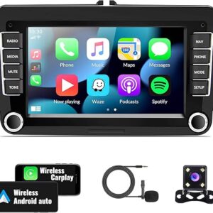 Android Car Stereo for VW Volkswagen Seat Golf Passat Jetta Beetle Tiguan Touran EOS 7” Double Din Touchscreen Bluetooth Radio with Apple C…