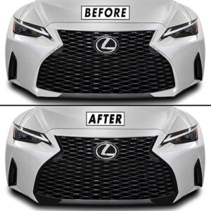 SlickMod Chrome Delete Blackout Vinyl Overlay for 2021-2022 Lexus is Front Grill Trim (Gloss Black)