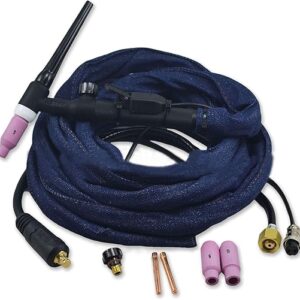 RIVERWELD WP-17FV SR-17FV TIG Welding Torch Complete Flexible Head with Valve 150Amp Air-Cooled Electric Cable Wire 10mm² Connector M16*1.5 2pins Plug DKJ10-25mm 12 Feet 4 Meters