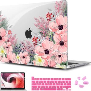 TwoL 4 in 1 Ultra Slim Hard Shell Case Cover for New MacBook Pro 16 inch 2019 2020 Release Model A2141 (Cute Flower)