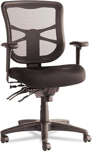 Alera ALEEL42ME10B 17.7 in. to 21.4 in. Seat Height Elusion Series Mesh Mid-Back Prem Fabric Multifunction Chair Supports Up to 275 lbs. - ...