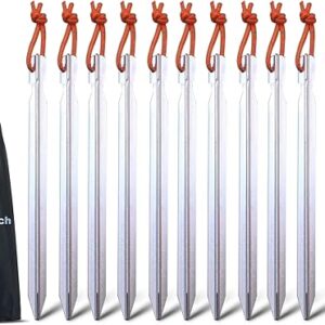 12 Pack Tent Stakes, 7075 Ground Metal Camping Aluminum Tent Pegs, Lightweight Tent Stakes Heavy Duty Spikes Camping Accessories