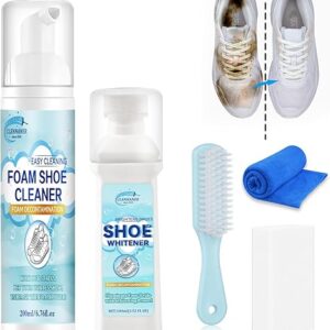 Shoe Cleaner Kit, 5-in-1 Shoe Cleaning Kit Removes Stains, 6.7 Oz Sneaker Cleaner, 3.5 Oz White Shoe Polish, Shoe Brush, Towel, and Sponge….