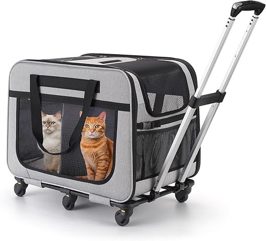 Extra Large Rolling Pet Carrier for Cats and Dogs