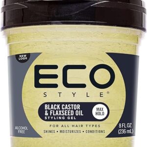 Eco Style Black Castor and Flaxseed Oil Styling Gel – Helps Nourish and Repair Damaged Hair – Promotes Healthy Scalp – Provides Superior an…