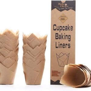 200pcs Natural Tulip Cupcake Liners