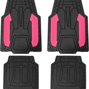 FH Group Automotive Floor Mats, Heavy-Duty Rubber Floor Mats for Cars Stripe Design, Universal Fit Full Set, Climaproof Floor Mats, Trimmab…