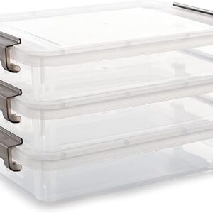 Citylife 3 PCS Plastic Storage Bins with Latching Lids Portable Project Case Clear File Box Stackable Storage Containers for Organizing A4 …