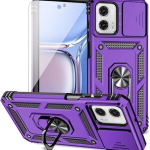 for Motorola Moto G Power 5G Case with Slide Camera Cover HD Screen Protector [Military Grade Drop Tested] Magnetic Ring Holder Kickstand P…