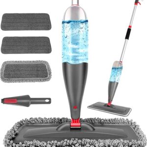 Spray Mop for Floor Cleaning with 3pcs Washable Pads – Wet Dry Microfiber Mop with 800 ml Refillable Bottle for Kitchen Wood Floor Hardwood Lamina…