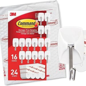 Command Small Wire Toggle Hooks, 16 Hooks and 24 Command Strips, Damage Free Hanging Wall Hooks with Adhesive Strips, No Tools Adhesive Hook…