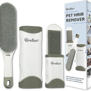 Pet Hair Remover for Cats Dogs: Reusable Fur Removal Brush for Clothes Furniture Couch Carpet Bed Car Seat – Self-Cleaning Tool for Pet Owne…