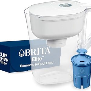 Brita Water Filter Pitcher for Tap and Drinking Water with 1 Elite Filter, Reduces 99% Of Lead, Lasts 6 Months, 6-Cup Capacity, BPA Free, White