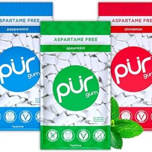 PUR Gum | Aspartame Free Chewing Gum | 100% Xylitol | Variety Pack, Amazon Exclusive, 55 Pieces (Pack of 3)