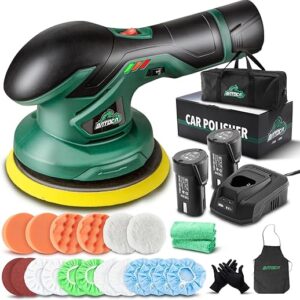 BATOCA – Cordless Car Buffer Polisher – 2pcs 2.0Ah 12V Lithium-ion Rechargeable Battery Powered Brushless Polisher with 6 Variable Speed, DA Orbit…