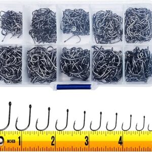 300PCS Small High-Carbon Steel Barbed Fishing Hooks with Holes, 10 Specifications of Fishing Hooks, Portable Boxed Hooks, Powerful Hooks Th…
