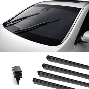 4 Pack Windshield Wiper Blades Refills, DIY Adjustable Car Windscreen Wiper Rubber Strips, 26INCH Car Accessories Frameless Window Boneless…